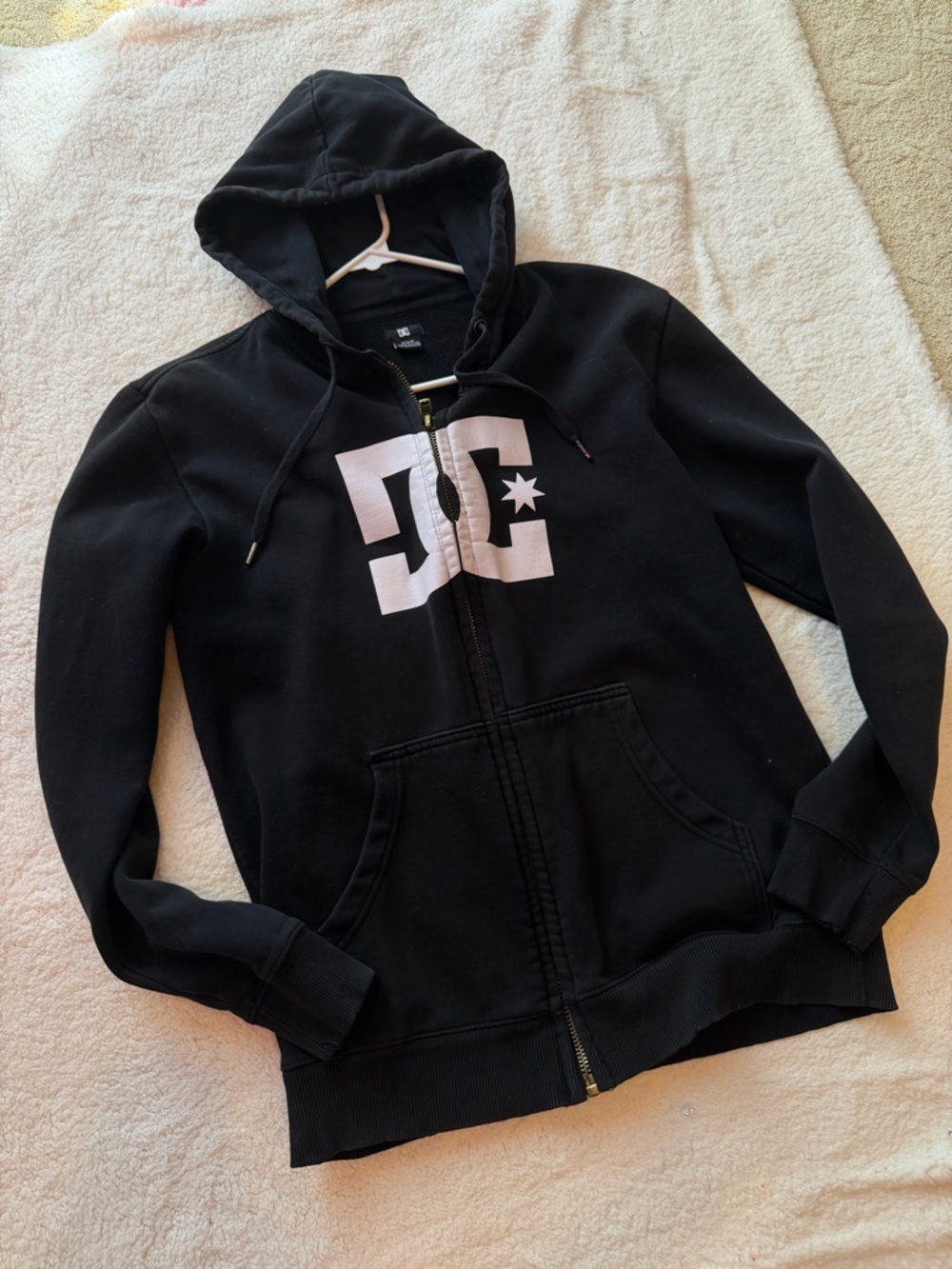 DC Black Hoodie with White Logo Accent